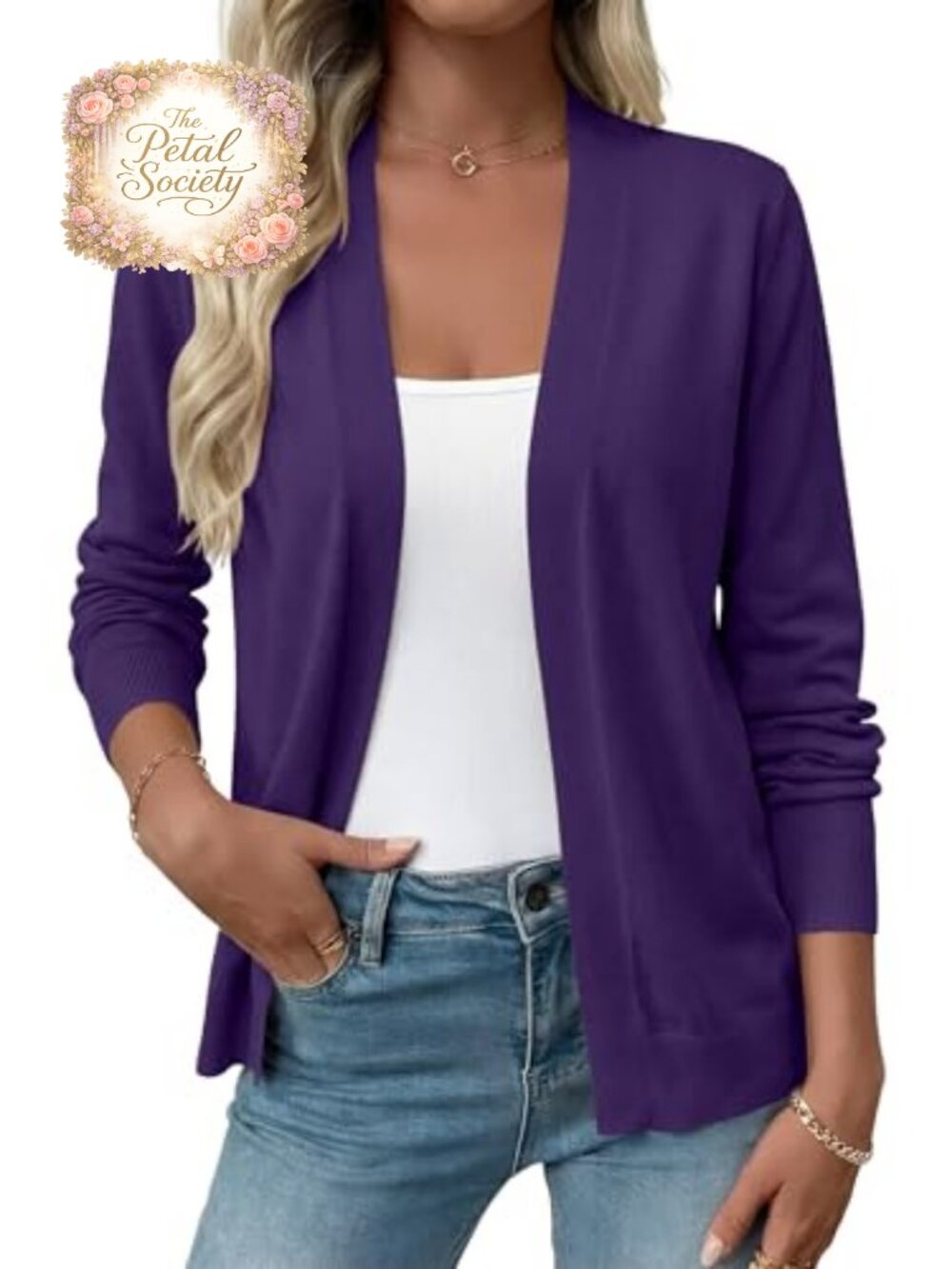 Women Lightweight Open Front Cardigan Long Sleeve Shrug